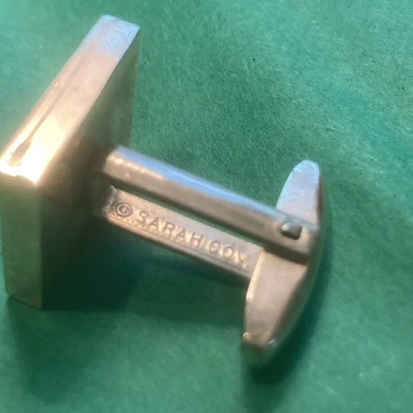 Sarah Cov. Coventry Vintage Green Jade Gold Tone Men’s Cuff Links Cuff-links - Picture 8 of 8